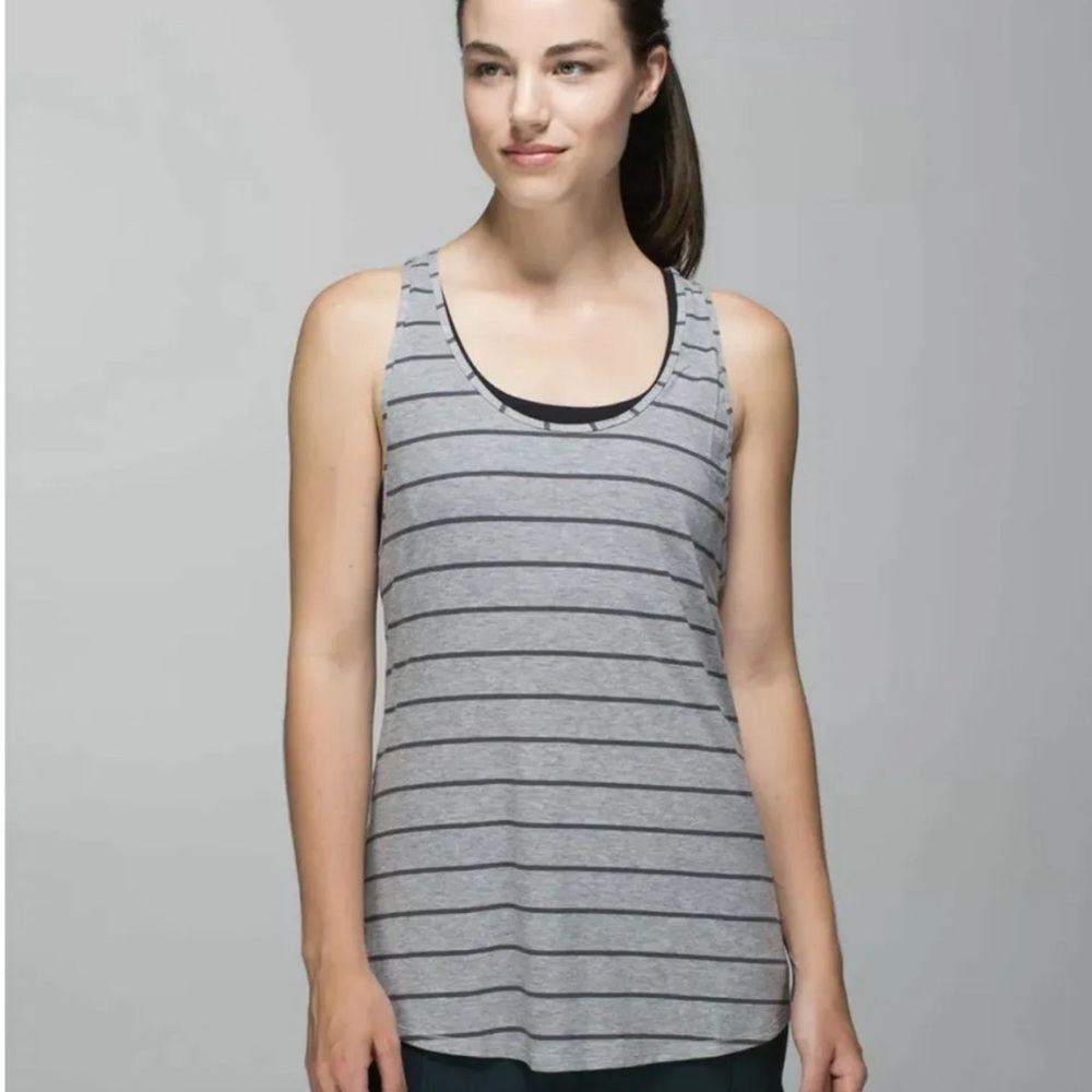 lululemon athletica Gray Striped Tank Top